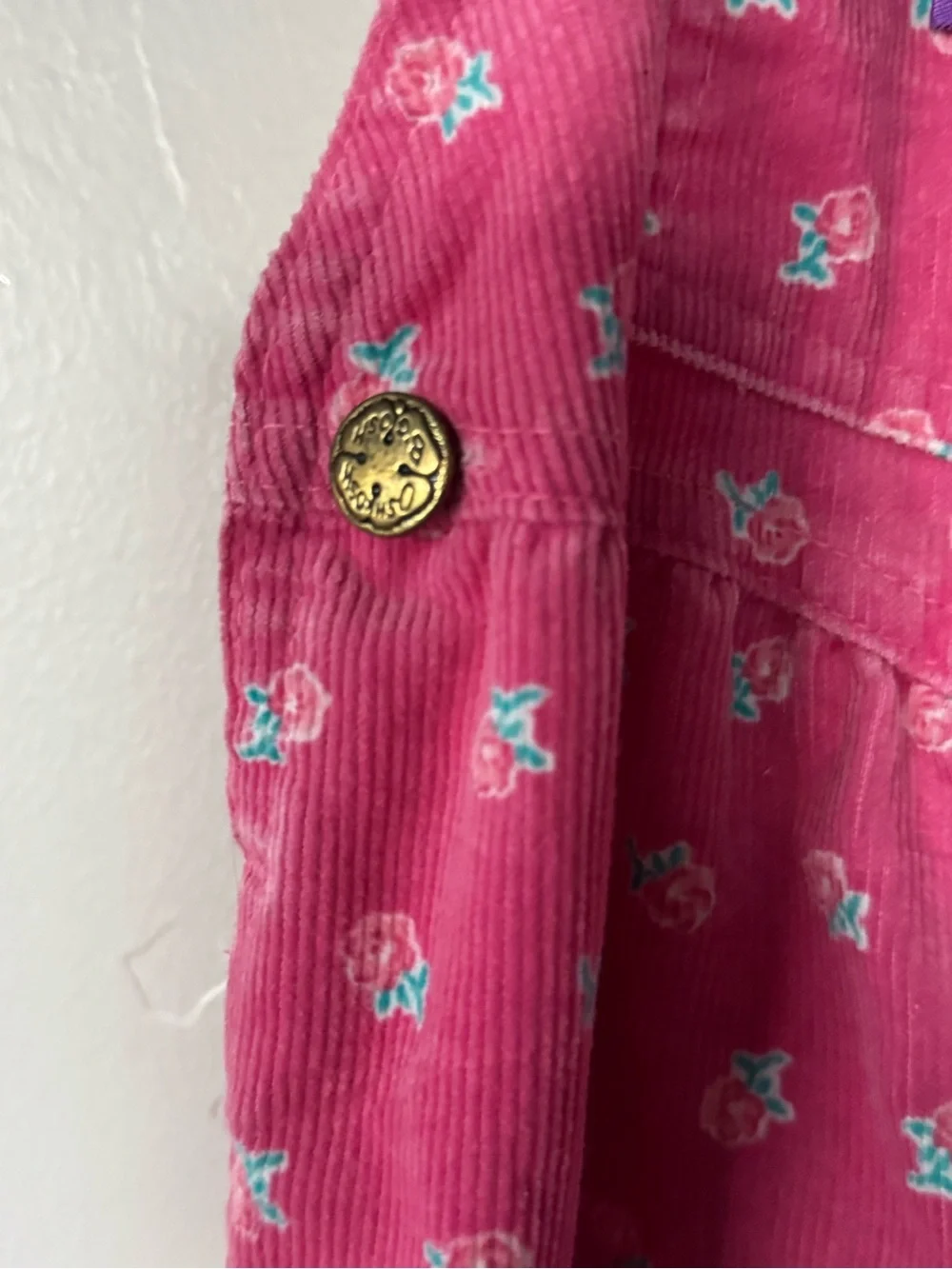 Vintage OshKosh B’Gosh Pink Floral Corduroy Vestbak Overalls 2T